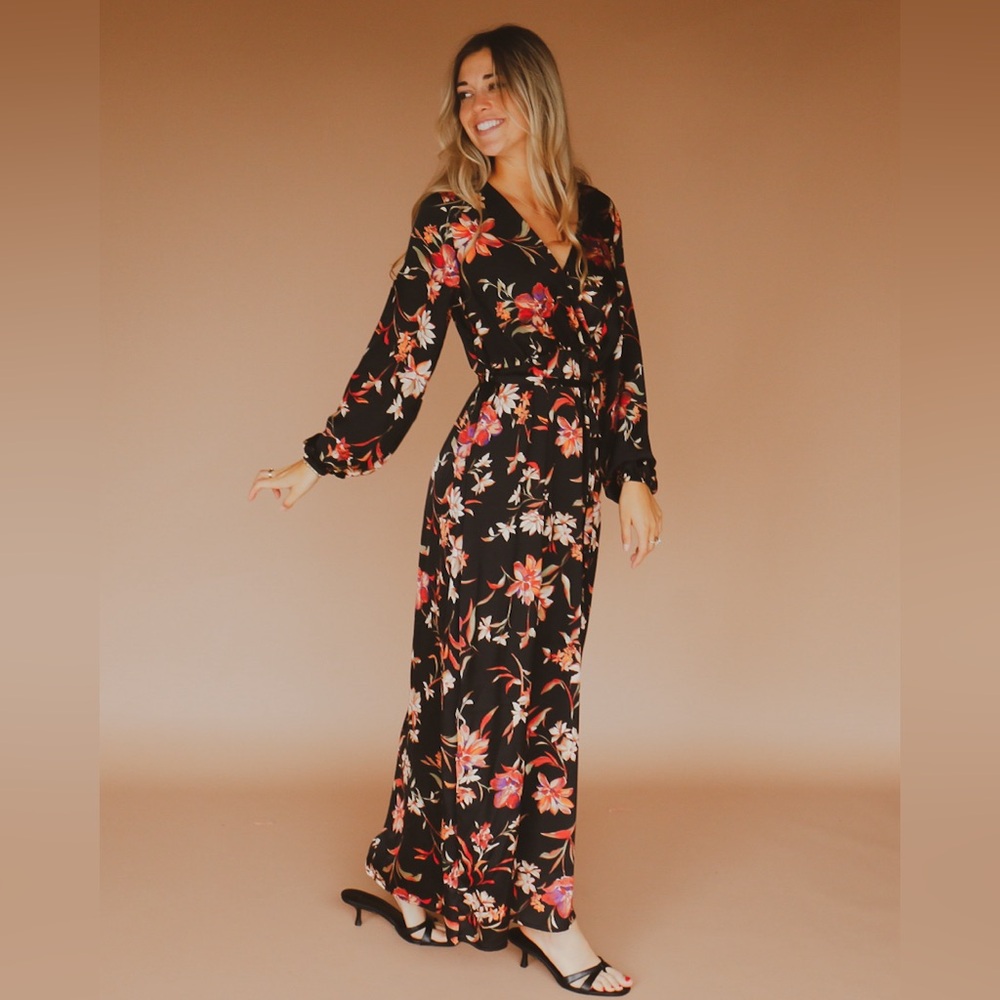 black floral maxi dress
